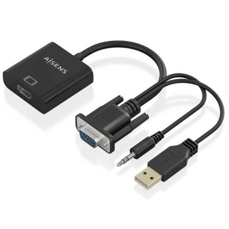 Cable Conversor Aisens A115-0872 SVGA Macho - USB Macho/ Jack Macho - HDMI Hembra/ 20cm/ Negro Cable Conversor Aisens A115-0872 SVGA Macho - USB Macho/ Jack Macho - HDMI Hembra/ 20cm/ Negro