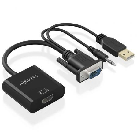 Cable Conversor Aisens A115-0872 SVGA Macho - USB Macho/ Jack Macho - HDMI Hembra/ 20cm/ Negro Cable Conversor Aisens A115-0872 SVGA Macho - USB Macho/ Jack Macho - HDMI Hembra/ 20cm/ Negro