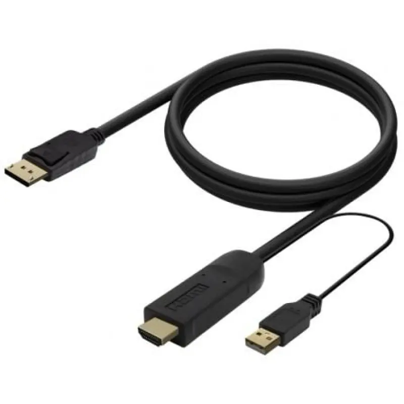 Cable Conversor Aisens A122-0641/ HDMI Macho - DisplayPort Macho + USB Macho/ Hasta 10W/ 2250Mbps/ 10cm + 1.8m/ Negro Cable Conversor Aisens A122-0641/ HDMI Macho - DisplayPort Macho + USB Macho/ Hasta 10W/ 2250Mbps/ 10cm + 1.8m/ Negro