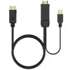 Cable Conversor Aisens A122-0641/ HDMI Macho - DisplayPort Macho + USB Macho/ Hasta 10W/ 2250Mbps/ 10cm + 1.8m/ Negro Cable Conversor Aisens A122-0641/ HDMI Macho - DisplayPort Macho + USB Macho/ Hasta 10W/ 2250Mbps/ 10cm + 1.8m/ Negro