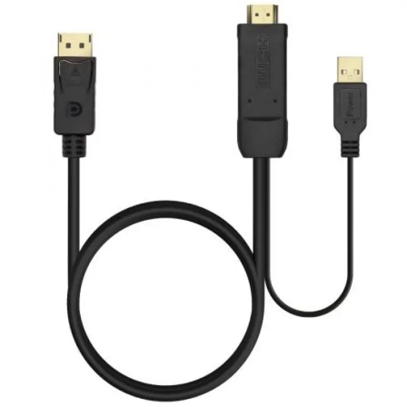 Cable Conversor Aisens A122-0641/ HDMI Macho - DisplayPort Macho + USB Macho/ Hasta 10W/ 2250Mbps/ 10cm + 1.8m/ Negro Cable Conversor Aisens A122-0641/ HDMI Macho - DisplayPort Macho + USB Macho/ Hasta 10W/ 2250Mbps/ 10cm + 1.8m/ Negro