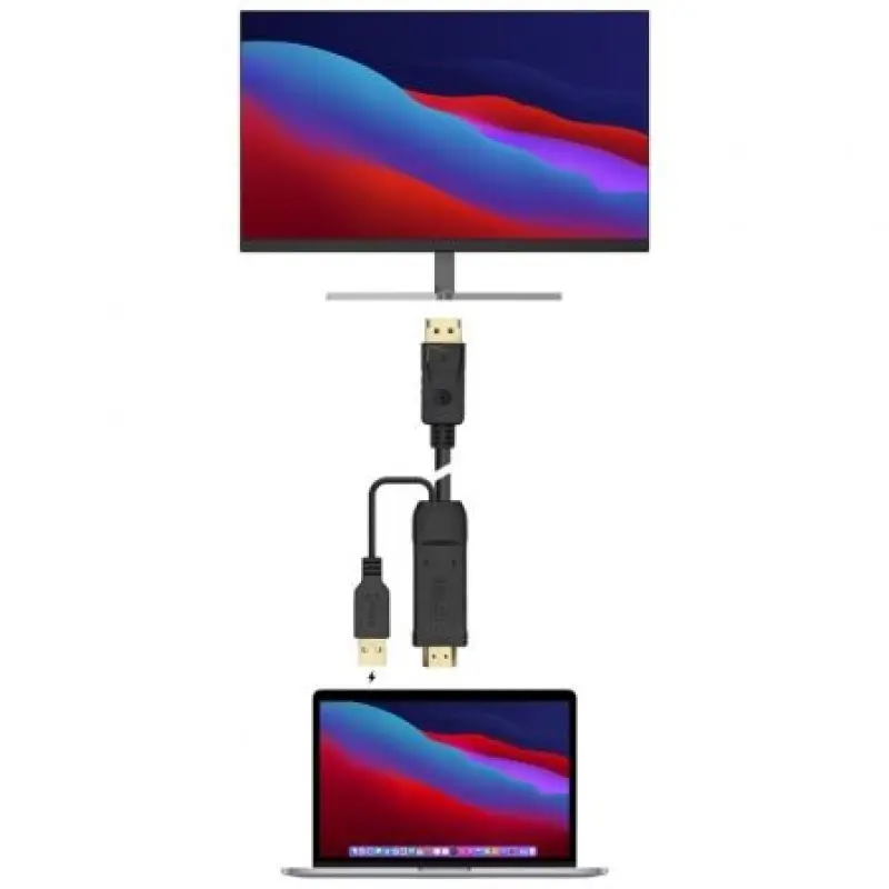 Cable Conversor Aisens A122-0641/ HDMI Macho - DisplayPort Macho + USB Macho/ Hasta 10W/ 2250Mbps/ 10cm + 1.8m/ Negro Cable Conversor Aisens A122-0641/ HDMI Macho - DisplayPort Macho + USB Macho/ Hasta 10W/ 2250Mbps/ 10cm + 1.8m/ Negro