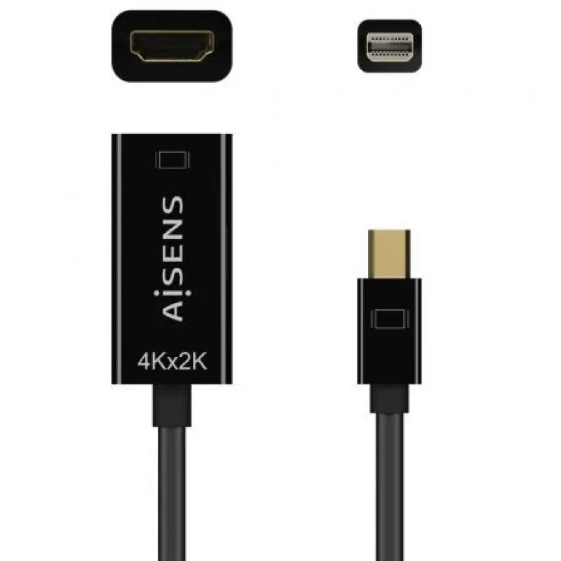 Cable Conversor Aisens A125-0643/ Mini DisplayPort Macho - HDMI Hembra/ Hasta 5W/ 2300Mbps/ 15cm/ Negro Cable Conversor Aisens A125-0643/ Mini DisplayPort Macho - HDMI Hembra/ Hasta 5W/ 2300Mbps/ 15cm/ Negro