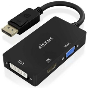 Cable Conversor Aisens A125-0861/ DisplayPort Macho/ VGA Hembra - DVI Hembra - HDMI 4K Hembra/ 15cm/ Negro Cable Conversor Aisens A125-0861/ DisplayPort Macho/ VGA Hembra - DVI Hembra - HDMI 4K Hembra/ 15cm/ Negro