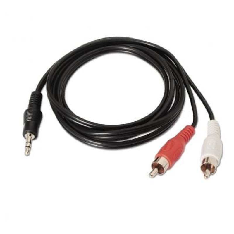 Cable Estéreo Aisens A128-0148/ Jack 3.5 Macho - 2x RCA Macho/ Hasta 0.1W/ 3m/ Negro Cable Estéreo Aisens A128-0148/ Jack 3.5 Macho - 2x RCA Macho/ Hasta 0.1W/ 3m/ Negro