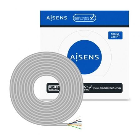 Bobina de Cable RJ45 UTP AWG23 CCA (Aleación) Aisens A135-0660 Cat.6/ 100m/ Gris Bobina de Cable RJ45 UTP AWG23 CCA (Aleación) Aisens A135-0660 Cat.6/ 100m/ Gris
