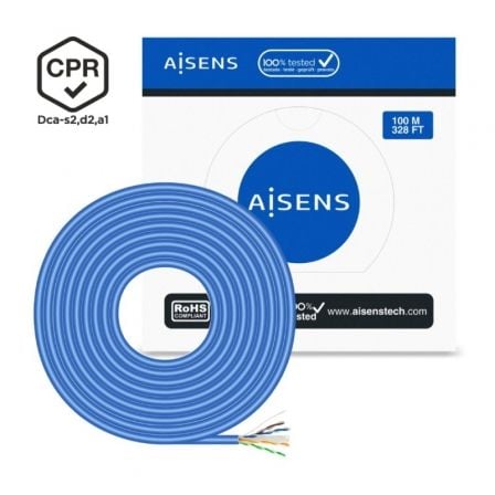 Bobina de Cable RJ45 UTP AWG24 LSZH CPR Dca Aisens A135-0662 Cat.6/ 100m/ Azul Bobina de Cable RJ45 UTP AWG24 LSZH CPR Dca Aisens A135-0662 Cat.6/ 100m/ Azul