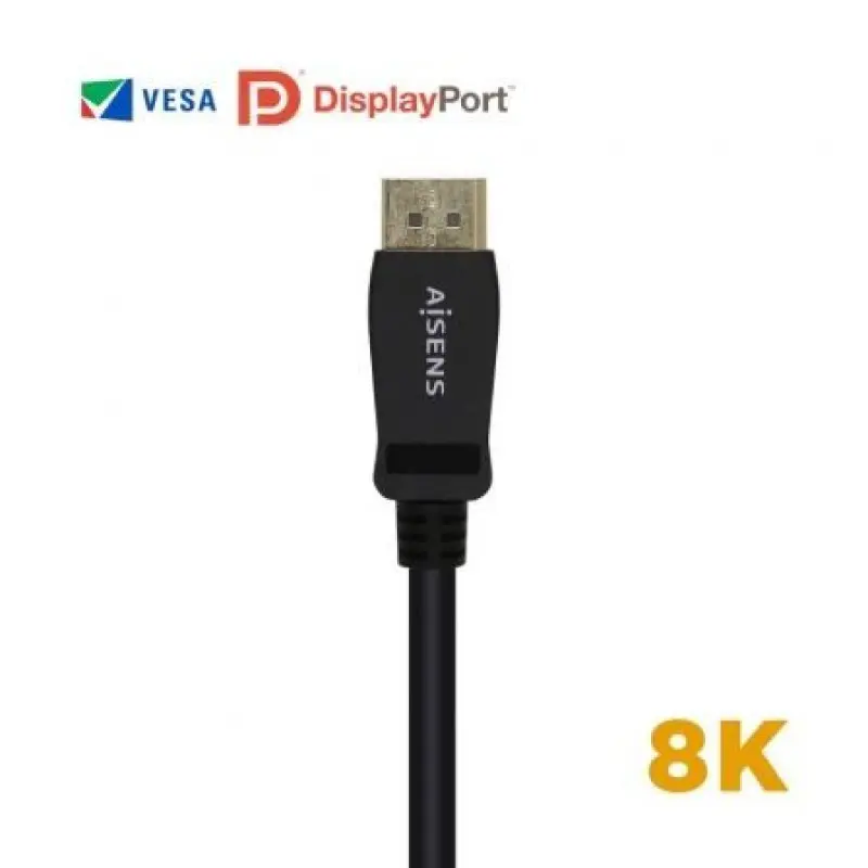 Cable DisplayPort 1.4 8K Aisens A149-0431/ DisplayPort Macho - DisplayPort Macho/ 1m/ Certificado/ Negro Cable DisplayPort 1.4 8K Aisens A149-0431/ DisplayPort Macho - DisplayPort Macho/ 1m/ Certificado/ Negro