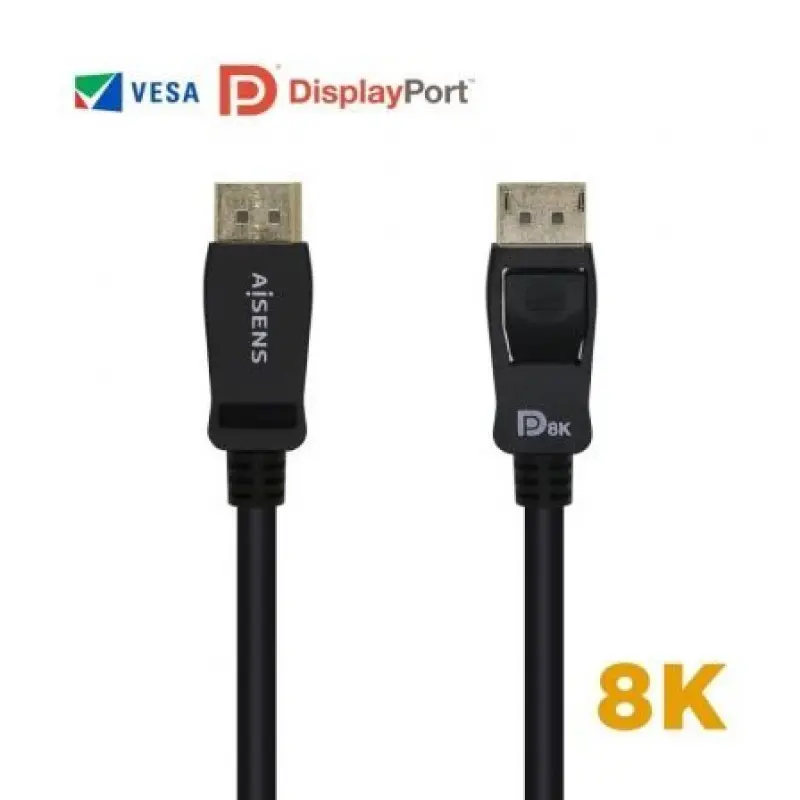 Cable DisplayPort 1.4 8K Aisens A149-0433/ DisplayPort Macho - DisplayPort Macho/ 3m/ Certificado/ Negro Cable DisplayPort 1.4 8K Aisens A149-0433/ DisplayPort Macho - DisplayPort Macho/ 3m/ Certificado/ Negro
