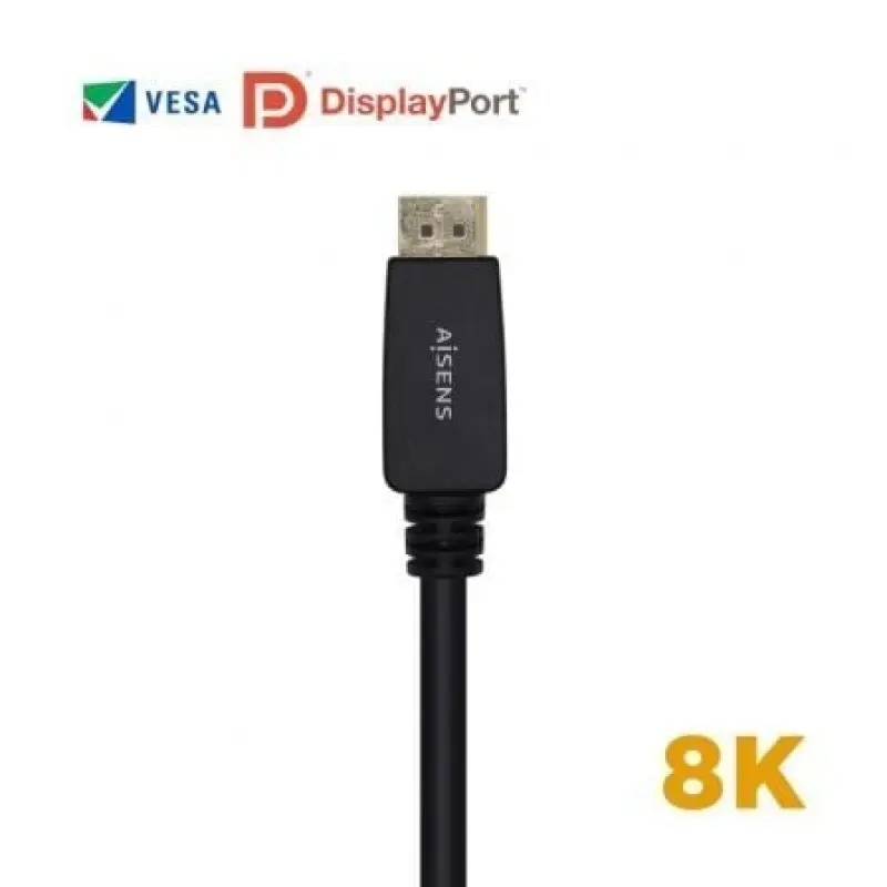 Cable DisplayPort 1.4 8K Aisens A149-0433/ DisplayPort Macho - DisplayPort Macho/ 3m/ Certificado/ Negro Cable DisplayPort 1.4 8K Aisens A149-0433/ DisplayPort Macho - DisplayPort Macho/ 3m/ Certificado/ Negro