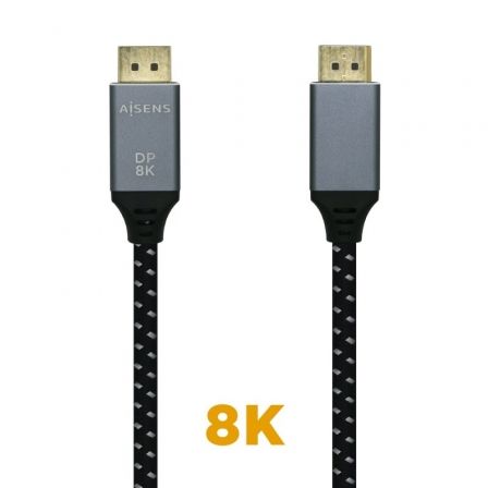 Cable DisplayPort 1.4 8K Aisens A149-0437/ DisplayPort Macho - DisplayPort Macho/ 2m/ Negro Gris Cable DisplayPort 1.4 8K Aisens A149-0437/ DisplayPort Macho - DisplayPort Macho/ 2m/ Negro Gris