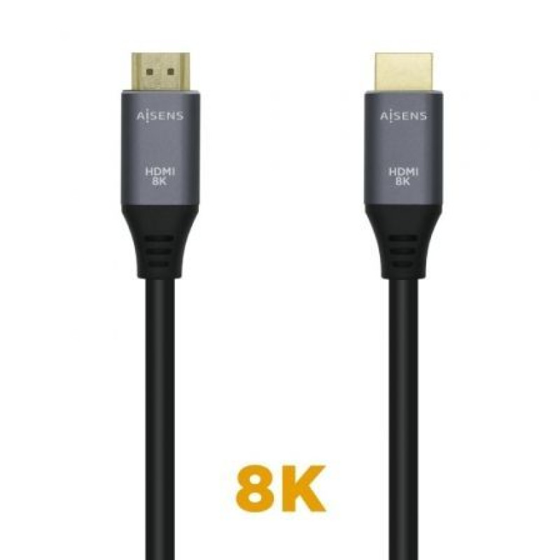 Cable HDMI 2.1 8K Aisens A150-0425/ HDMI Macho - HDMI Macho/ 50cm/ Gris Negro Cable HDMI 2.1 8K Aisens A150-0425/ HDMI Macho - HDMI Macho/ 50cm/ Gris Negro