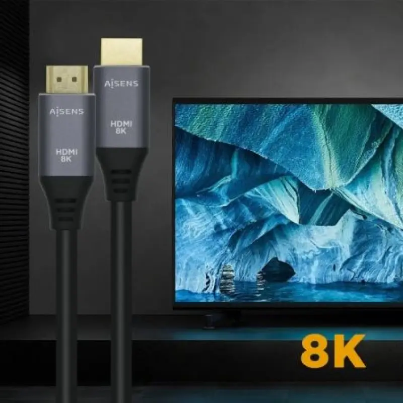 Cable HDMI 2.1 8K Aisens A150-0426/ HDMI Macho - HDMI Macho/ 1m/ Gris Negro Cable HDMI 2.1 8K Aisens A150-0426/ HDMI Macho - HDMI Macho/ 1m/ Gris Negro