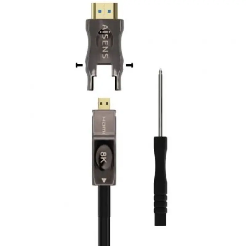 Cable HDMI 2.1 AOC 8K Desmontable Aisens A153-0648/ HDMI Macho / D Macho - HDMI Macho/ 50m/ Negro Cable HDMI 2.1 AOC 8K Desmontable Aisens A153-0648/ HDMI Macho / D Macho - HDMI Macho/ 50m/ Negro