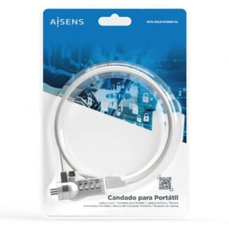 Cable de Seguridad para Portátiles Aisens ASLK-D40N01-SL/ 1.5m Cable de Seguridad para Portátiles Aisens ASLK-D40N01-SL/ 1.5m