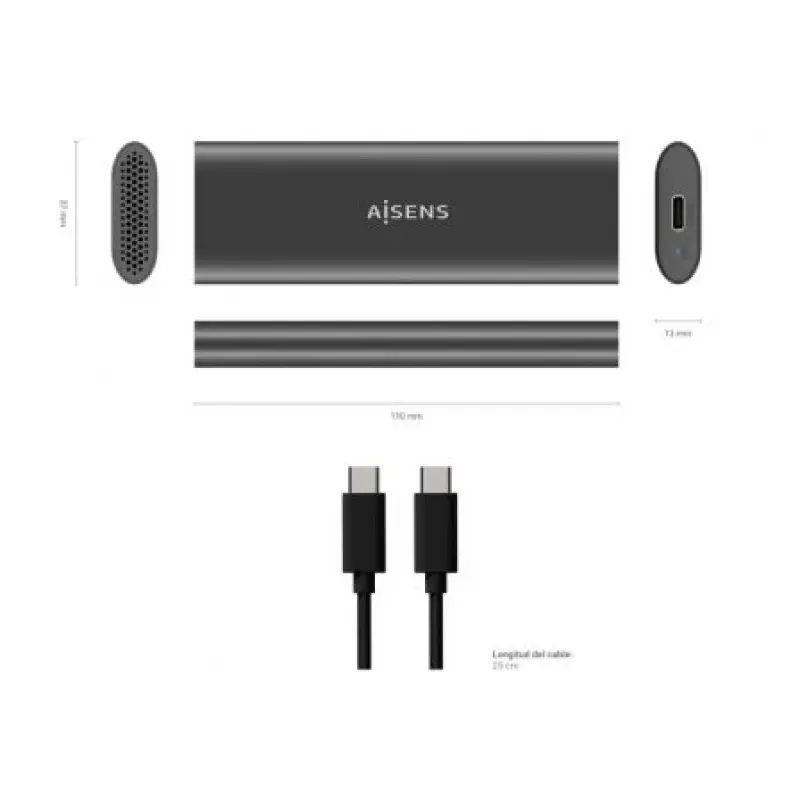 Caja Externa para Disco SSD M.2 SATA/NVMe Aisens ASM2-015GR/ USB 3.1/ Sin tornillos Caja Externa para Disco SSD M.2 SATA/NVMe Aisens ASM2-015GR/ USB 3.1/ Sin tornillos