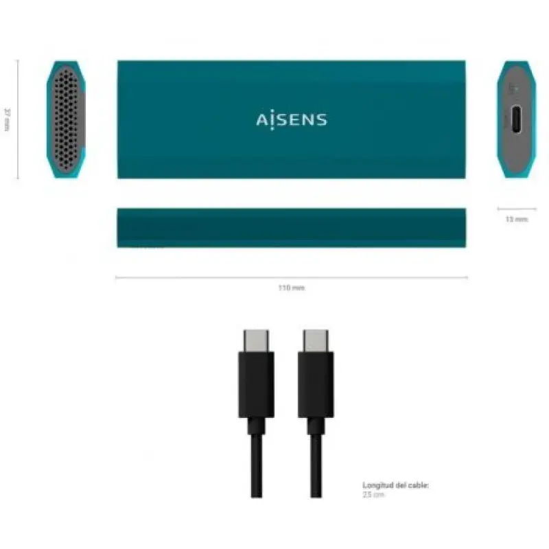 Caja Externa para Disco SSD M.2 SATA/NVMe Aisens ASM2-019BLU/ USB 3.1/ Sin tornillos Caja Externa para Disco SSD M.2 SATA/NVMe Aisens ASM2-019BLU/ USB 3.1/ Sin tornillos