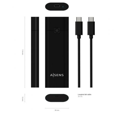 Caja Externa para Disco SSD M.2 NVMe Aisens ASM2-020B/ USB 3.1 Gen2/ Sin Tornillos Caja Externa para Disco SSD M.2 NVMe Aisens ASM2-020B/ USB 3.1 Gen2/ Sin Tornillos