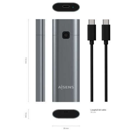 Caja Externa para Disco SSD M.2 NVMe Aisens ASM2-021GR/ USB 3.1 Gen2/ Sin Tornillos Caja Externa para Disco SSD M.2 NVMe Aisens ASM2-021GR/ USB 3.1 Gen2/ Sin Tornillos