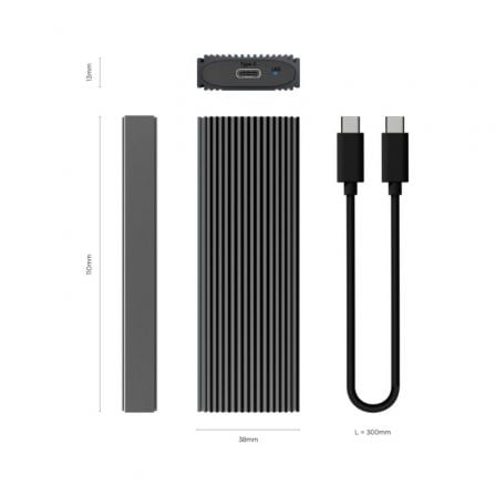 Caja Externa para Disco SSD M.2 NVMe Aisens ASM2-023GR/ USB 3.2/ Sin tornillos Caja Externa para Disco SSD M.2 NVMe Aisens ASM2-023GR/ USB 3.2/ Sin tornillos