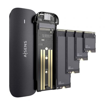 Caja Externa para Disco SSD M.2 NVMe Aisens ASM2-024B/ USB 3.2/ Sin tornillos Caja Externa para Disco SSD M.2 NVMe Aisens ASM2-024B/ USB 3.2/ Sin tornillos