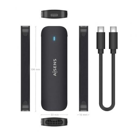 Caja Externa para Disco SSD M.2 NVMe Aisens ASM2-024B/ USB 3.2/ Sin tornillos Caja Externa para Disco SSD M.2 NVMe Aisens ASM2-024B/ USB 3.2/ Sin tornillos