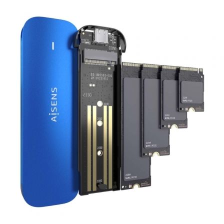 Caja Externa para Disco SSD M.2 NVMe Aisens ASM2-026BLU/ USB 3.2/ Sin tornillos Caja Externa para Disco SSD M.2 NVMe Aisens ASM2-026BLU/ USB 3.2/ Sin tornillos