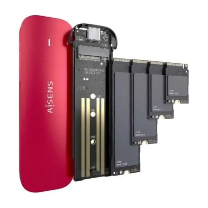 Caja Externa para Disco SSD M.2 NVMe Aisens ASM2-027RED/ USB 3.2/ Sin tornillos Caja Externa para Disco SSD M.2 NVMe Aisens ASM2-027RED/ USB 3.2/ Sin tornillos