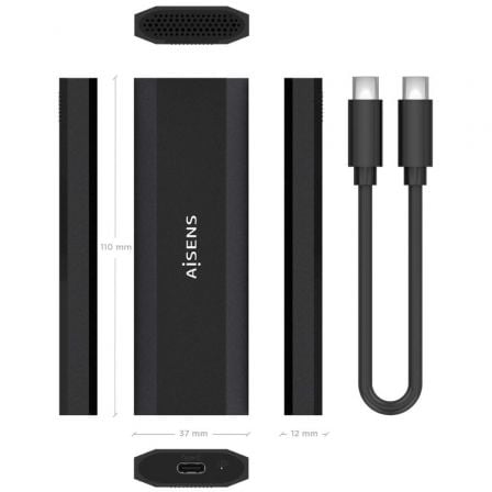 Caja Externa para Disco SSD M.2 NVMe Aisens ASM2-028B/ USB 3.2/ Sin tornillos Caja Externa para Disco SSD M.2 NVMe Aisens ASM2-028B/ USB 3.2/ Sin tornillos