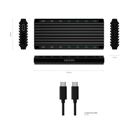 Caja Externa para Disco SSD M.2 SATA/NVMe Aisens ASM2-RGB012B/ USB 3.2/ Sin tornillos Caja Externa para Disco SSD M.2 SATA/NVMe Aisens ASM2-RGB012B/ USB 3.2/ Sin tornillos
