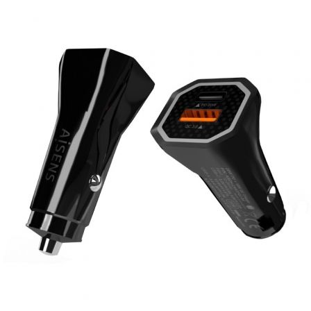 Cargador de Coche Aisens ASCH-CAR2PQC-BK/ 1xUSB-Tipo C/ 1xUSB/ 38W Cargador de Coche Aisens ASCH-CAR2PQC-BK/ 1xUSB-Tipo C/ 1xUSB/ 38W