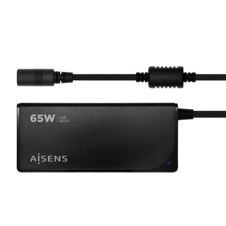 Cargador de Portátil Aisens ASLC-65WAUTO-BK/ 65W/ Automático/ 9 Conectores/ Voltaje 18.5-20V/ 1 USB QC3.0 Cargador de Portátil Aisens ASLC-65WAUTO-BK/ 65W/ Automático/ 9 Conectores/ Voltaje 18.5-20V/ 1 USB QC3.0