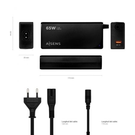 Cargador de Portátil Aisens ASLC-65WAUTO-BK/ 65W/ Automático/ 9 Conectores/ Voltaje 18.5-20V/ 1 USB QC3.0 Cargador de Portátil Aisens ASLC-65WAUTO-BK/ 65W/ Automático/ 9 Conectores/ Voltaje 18.5-20V/ 1 USB QC3.0