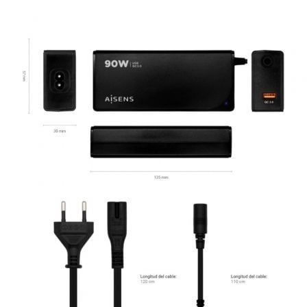 Cargador de Portátil Aisens ASLC-90WAUTO-BK/ 90W/ Automático/ 12 Conectores/ Voltaje 15-20V/ 1 USB QC3.0 Cargador de Portátil Aisens ASLC-90WAUTO-BK/ 90W/ Automático/ 12 Conectores/ Voltaje 15-20V/ 1 USB QC3.0