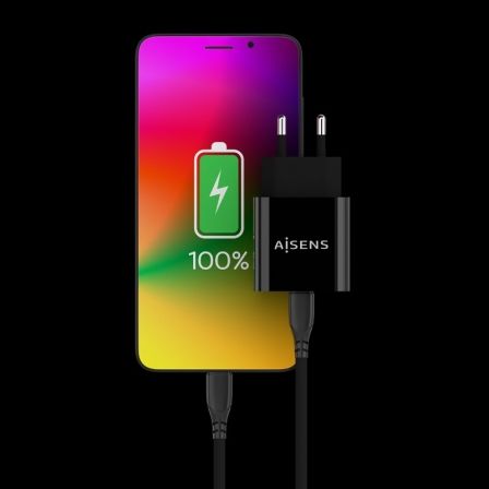 Cargador de Pared Aisens A110-0538/ 1xUSB Tipo-C PD3.0/ 20W/ Negro Cargador de Pared Aisens A110-0538/ 1xUSB Tipo-C PD3.0/ 20W/ Negro