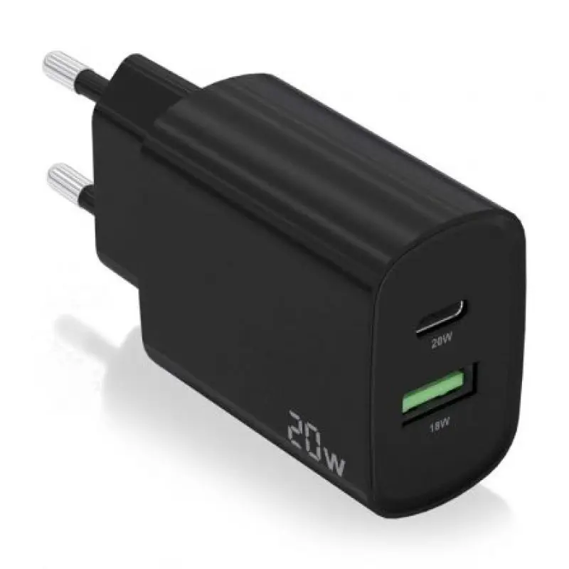 Cargador de Pared Aisens A110-0755/ 1xUSB Tipo-C/ 1xUSB/ 20W Cargador de Pared Aisens A110-0755/ 1xUSB Tipo-C/ 1xUSB/ 20W