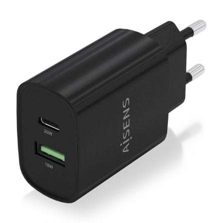 Cargador de Pared Aisens A110-0755/ 1xUSB Tipo-C/ 1xUSB/ 20W Cargador de Pared Aisens A110-0755/ 1xUSB Tipo-C/ 1xUSB/ 20W