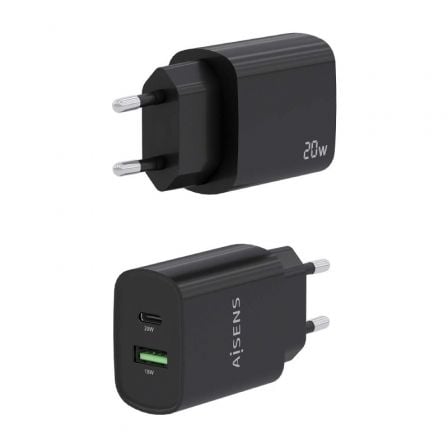 Cargador de Pared Aisens A110-0755/ 1xUSB Tipo-C/ 1xUSB/ 20W Cargador de Pared Aisens A110-0755/ 1xUSB Tipo-C/ 1xUSB/ 20W