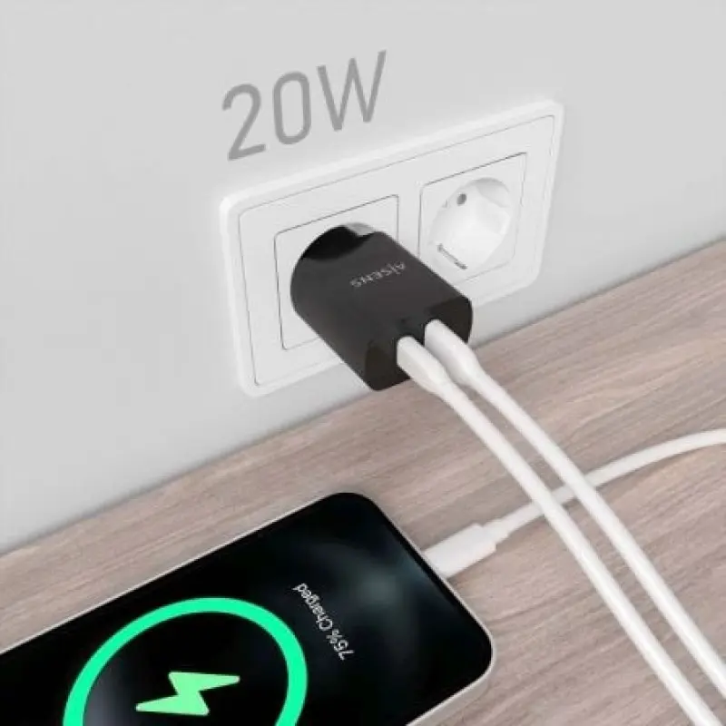 Cargador de Pared Aisens A110-0755/ 1xUSB Tipo-C/ 1xUSB/ 20W Cargador de Pared Aisens A110-0755/ 1xUSB Tipo-C/ 1xUSB/ 20W