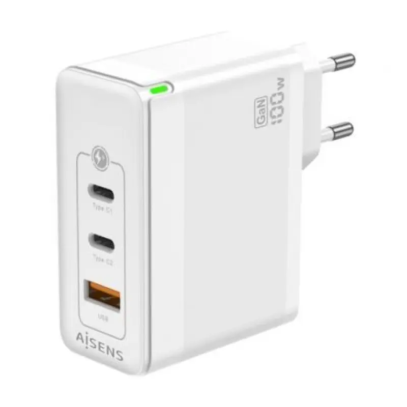 Cargador Gan de Pared Aisens ASCH-100W3P008-W/ 2xUSB Tipo-C/ 1x USB/ 100W Cargador Gan de Pared Aisens ASCH-100W3P008-W/ 2xUSB Tipo-C/ 1x USB/ 100W