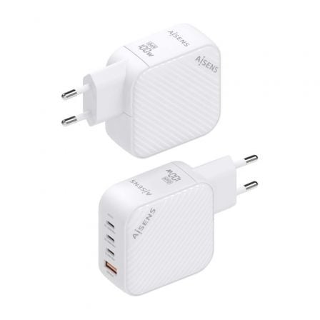 Cargador Gan de Pared Aisens ASCH-100W4P028-W/ 3xUSB Tipo-C/ 1x USB/ 100W Cargador Gan de Pared Aisens ASCH-100W4P028-W/ 3xUSB Tipo-C/ 1x USB/ 100W