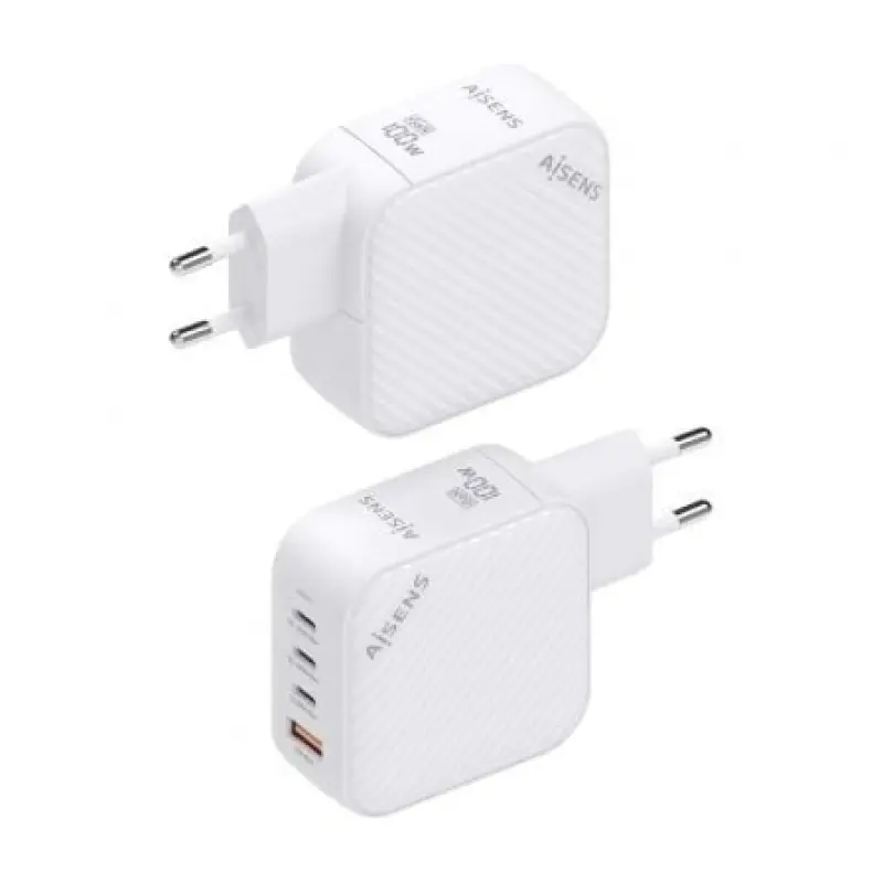 Cargador Gan de Pared Aisens ASCH-100W4P028-W/ 3xUSB Tipo-C/ 1x USB/ 100W Cargador Gan de Pared Aisens ASCH-100W4P028-W/ 3xUSB Tipo-C/ 1x USB/ 100W