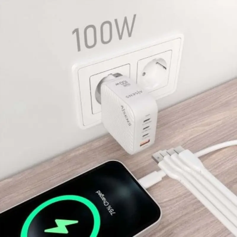 Cargador Gan de Pared Aisens ASCH-100W4P028-W/ 3xUSB Tipo-C/ 1x USB/ 100W Cargador Gan de Pared Aisens ASCH-100W4P028-W/ 3xUSB Tipo-C/ 1x USB/ 100W