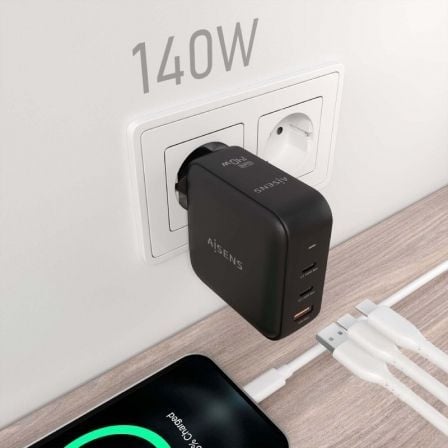 Cargador Gan de Pared Aisens ASCH-140W3P031-BK/ 2xUSB Tipo-C/ 1xUSB/ 140W Cargador Gan de Pared Aisens ASCH-140W3P031-BK/ 2xUSB Tipo-C/ 1xUSB/ 140W