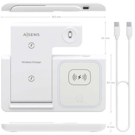 Base de carga Inalámbrica Aisens ASCH-15W3WC044-W/ 15W Base de carga Inalámbrica Aisens ASCH-15W3WC044-W/ 15W