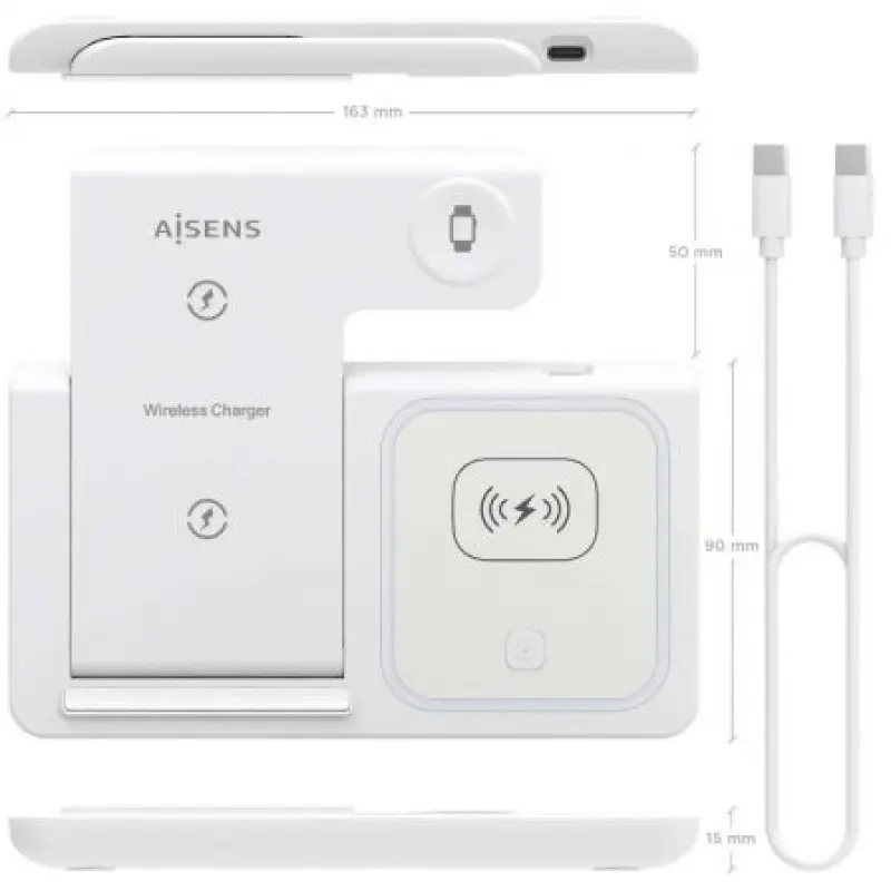 Base de carga Inalámbrica Aisens ASCH-15W3WC044-W/ 15W Base de carga Inalámbrica Aisens ASCH-15W3WC044-W/ 15W