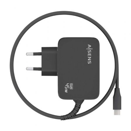 Cargador Gan de Pared Aisens ASCH-1PD45WL032-BK/ 1xUSB Tipo-C + Cable 1.8m/ 45W Cargador Gan de Pared Aisens ASCH-1PD45WL032-BK/ 1xUSB Tipo-C + Cable 1.8m/ 45W