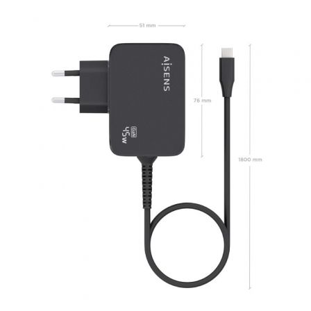 Cargador Gan de Pared Aisens ASCH-1PD45WL032-BK/ 1xUSB Tipo-C + Cable 1.8m/ 45W Cargador Gan de Pared Aisens ASCH-1PD45WL032-BK/ 1xUSB Tipo-C + Cable 1.8m/ 45W