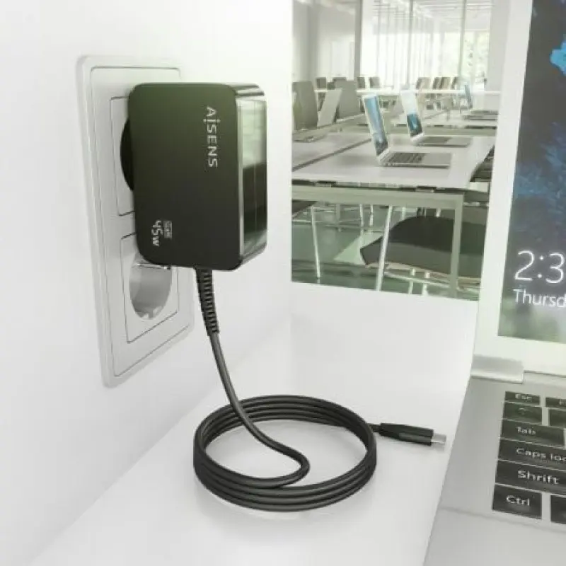 Cargador Gan de Pared Aisens ASCH-1PD45WL032-BK/ 1xUSB Tipo-C + Cable 1.8m/ 45W Cargador Gan de Pared Aisens ASCH-1PD45WL032-BK/ 1xUSB Tipo-C + Cable 1.8m/ 45W