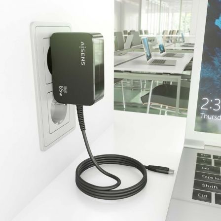 Cargador Gan de Pared Aisens ASCH-1PD65WL033-BK/ 1xUSB Tipo-C + Cable 1.8m/ 65W Cargador Gan de Pared Aisens ASCH-1PD65WL033-BK/ 1xUSB Tipo-C + Cable 1.8m/ 65W